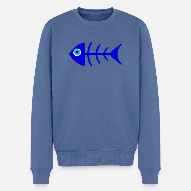 HOUTA BLUE - Pull Premium bio Homme - bleu pigeon
