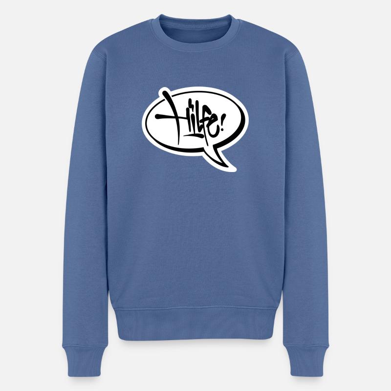 Hilfe! - Männer Premium Bio Pullover - Taubenblau