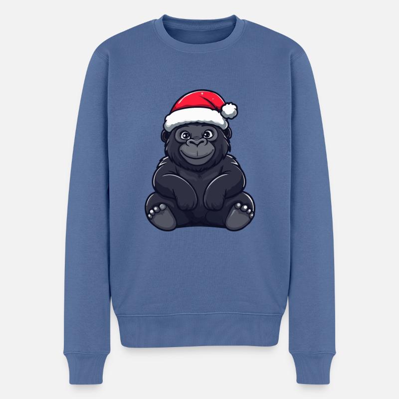 Gorille Noël mignon - Pull Premium bio Homme - bleu pigeon