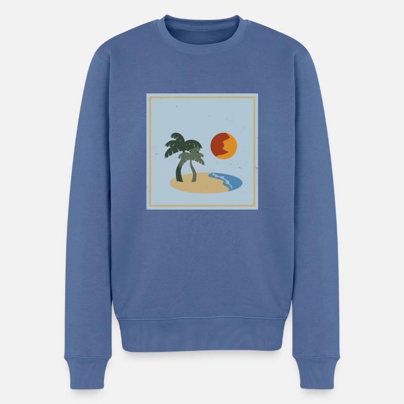 Sommer Geschenk Urlaub Sonne Insel Palmen Spaß - Männer Premium Bio Pullover - Taubenblau