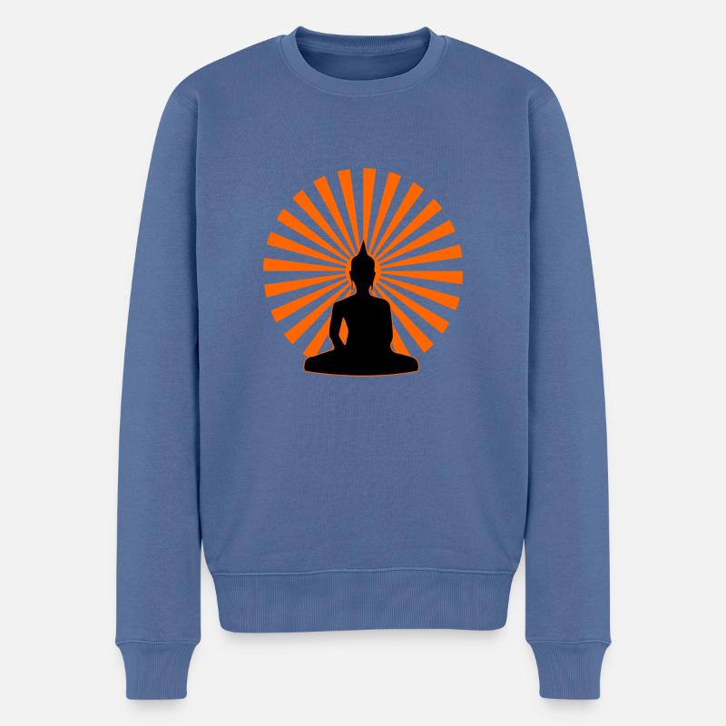 Buddha Design - Männer Premium Bio Pullover - Taubenblau