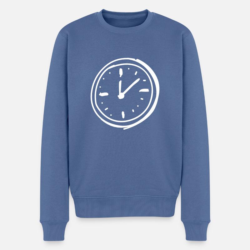 Zeiger Uhr - Männer Premium Bio Pullover - Taubenblau