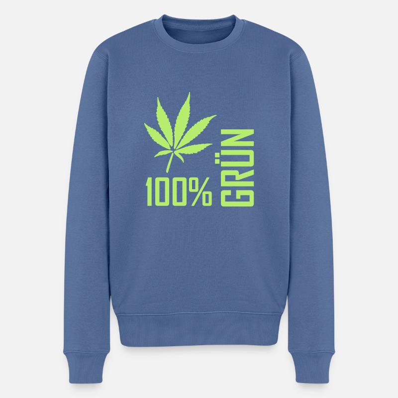 100% grün marihuana - Pull Premium bio Homme - bleu pigeon