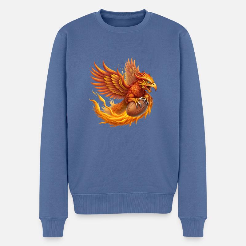 Hyperrealistischer Phönix schlägt Fußball - Männer Premium Bio Pullover - Taubenblau