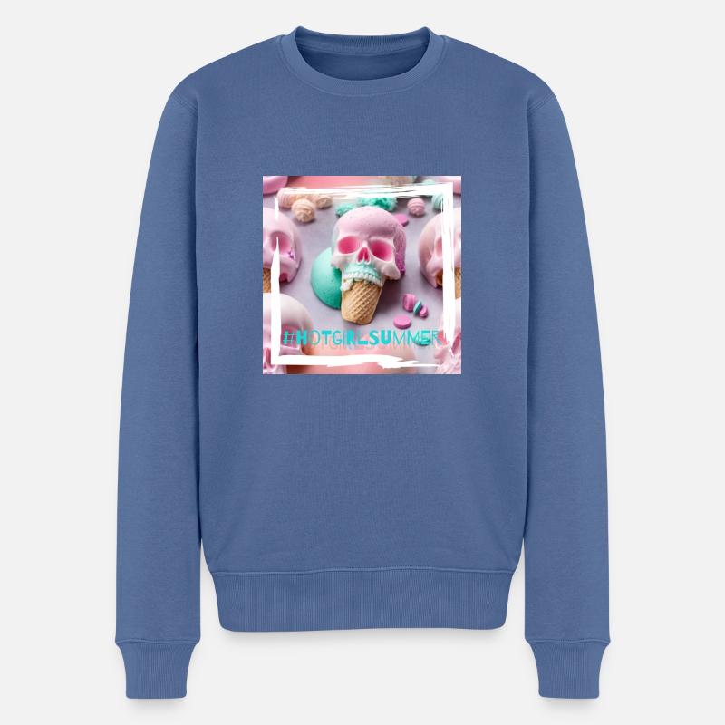 HOT GIRL SUMMER - Männer Premium Bio Pullover - Taubenblau