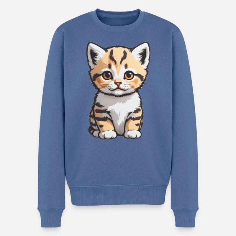 Cute Cat - Pet Cat Design - Männer Premium Bio Pullover - Taubenblau