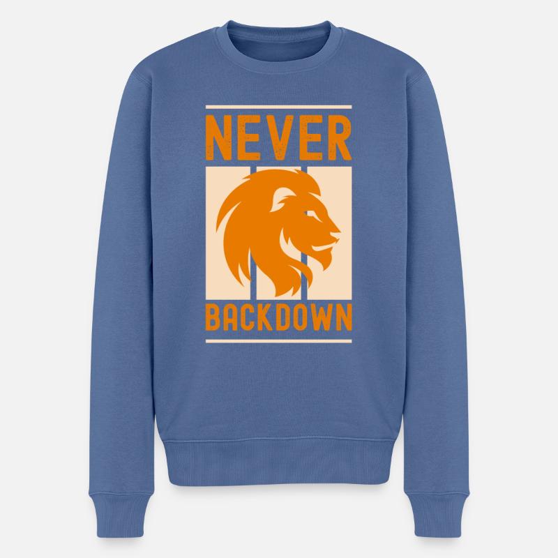 never backdown - Pull Premium bio Homme - bleu pigeon
