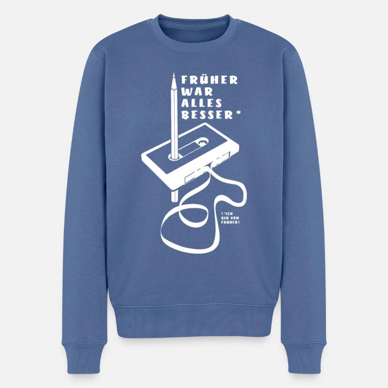 Kassette - Früher war alles besser - Männer Premium Bio Pullover - Taubenblau