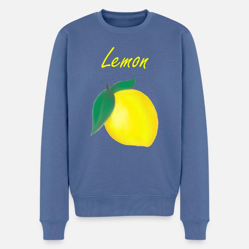 Lemon - Zitrone - Männer Premium Bio Pullover - Taubenblau