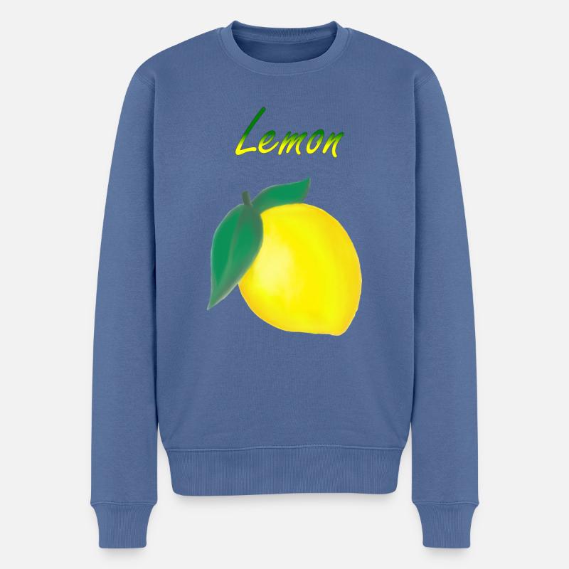 Lemon / Zitrone - Männer Premium Bio Pullover - Taubenblau