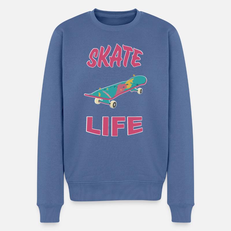 Skate-Leben - Männer Premium Bio Pullover - Taubenblau