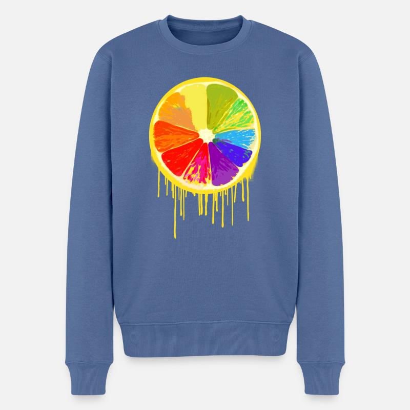 bunte Frucht,orange,bunt,graffiti,LGBT - Männer Premium Bio Pullover - Taubenblau