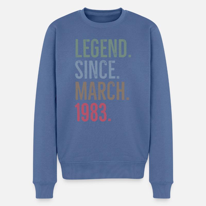 Légende depuis mars 1983 - Pull Premium bio Homme - bleu pigeon