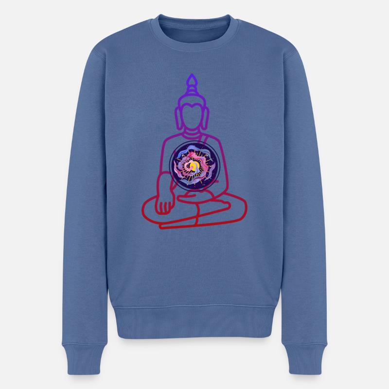 Buddha Sun - Männer Premium Bio Pullover - Taubenblau