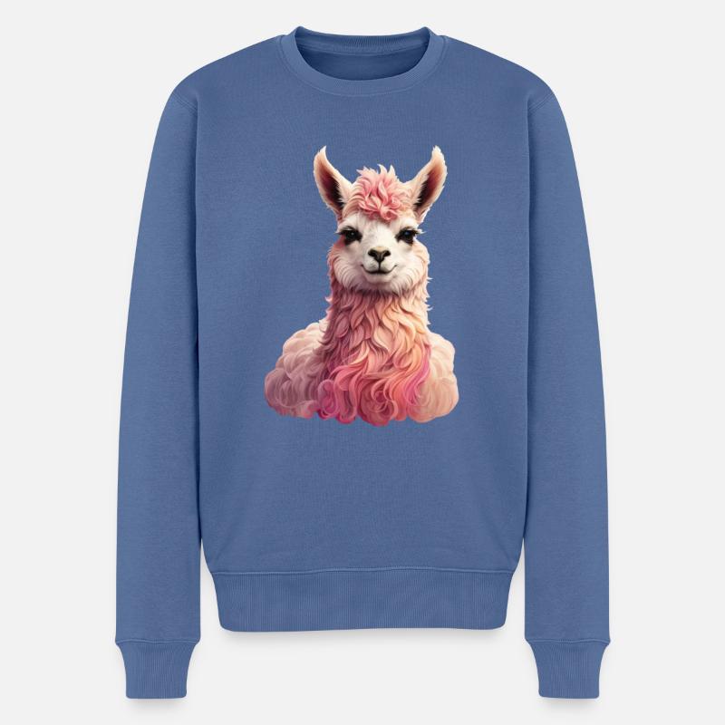 Lama, Alpaga, Coloré, Enfant, Cadeau, Mignon, Mignon - Pull Premium bio Homme - bleu pigeon