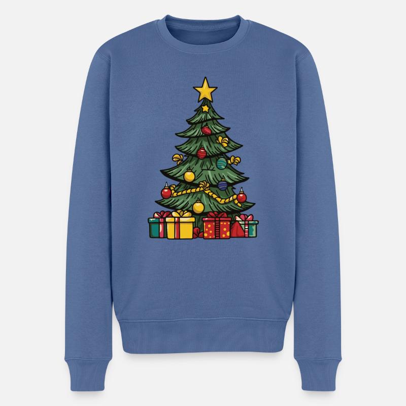 Noël sapin Noël - Pull Premium bio Homme - bleu pigeon