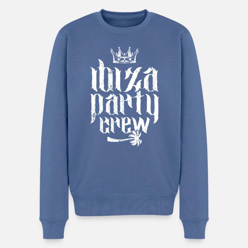 ibiza party crew krone - Männer Premium Bio Pullover - Taubenblau