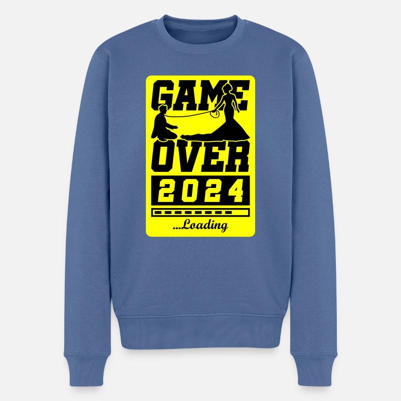 Wedding Loading 2024 Game Over - Pull Premium bio Homme - bleu pigeon