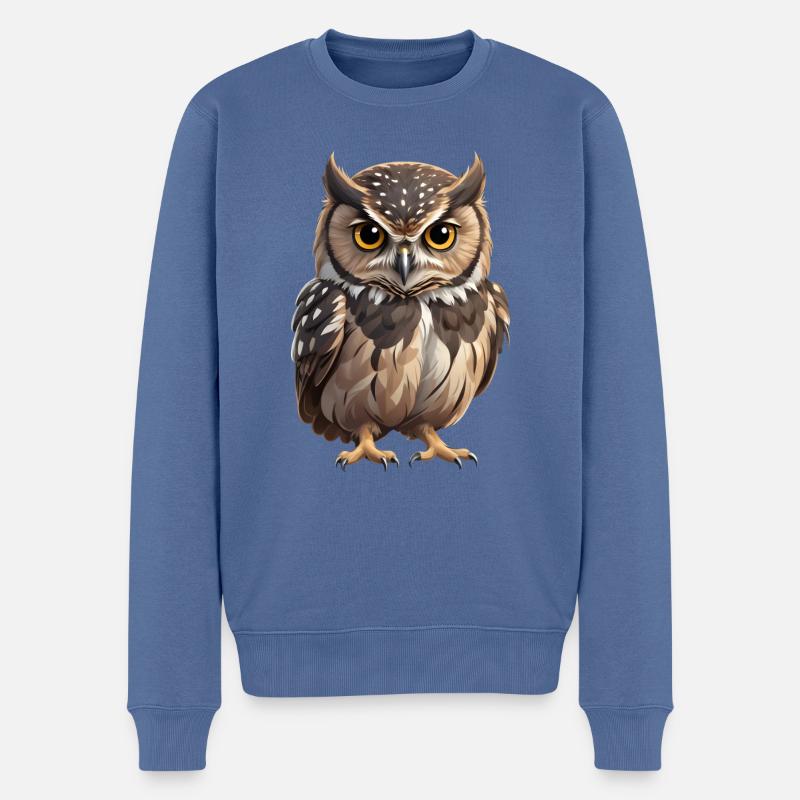 Junge braune Eule - Männer Premium Bio Pullover - Taubenblau