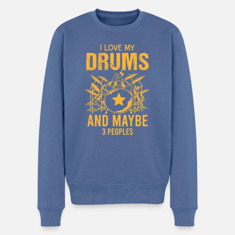Schlagzeug Schlagzeuger Drummer Vintage Drums Perc - Männer Premium Bio Pullover - Taubenblau