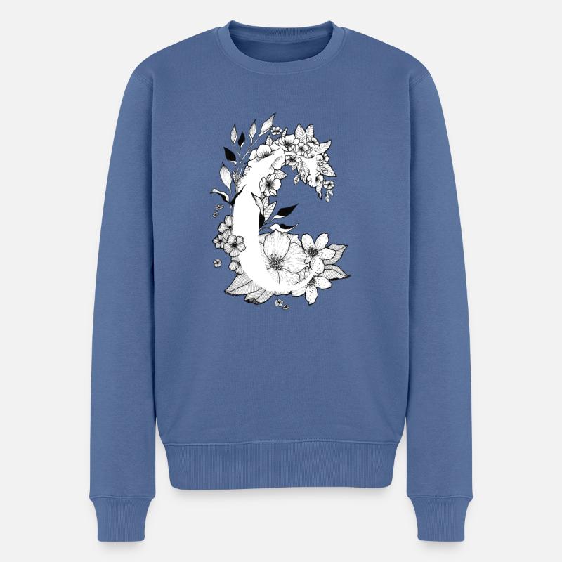 Initiale C - Männer Premium Bio Pullover - Taubenblau