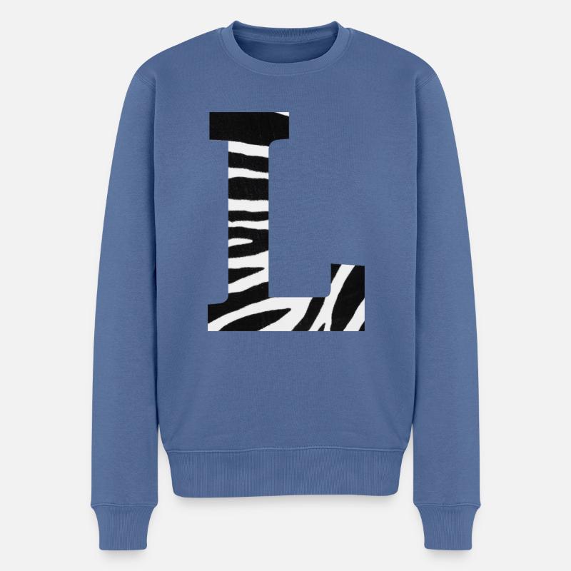 Buchstabe l Zebra - Männer Premium Bio Pullover - Taubenblau