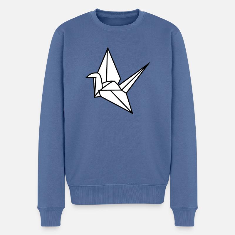 Origami Kranich - Männer Premium Bio Pullover - Taubenblau