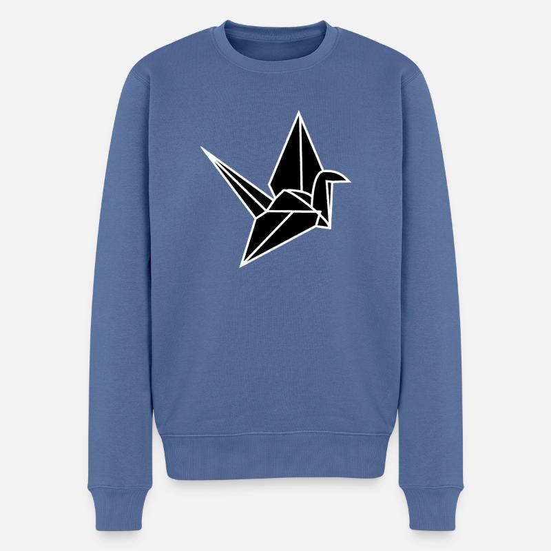 Origami Kranich - Männer Premium Bio Pullover - Taubenblau