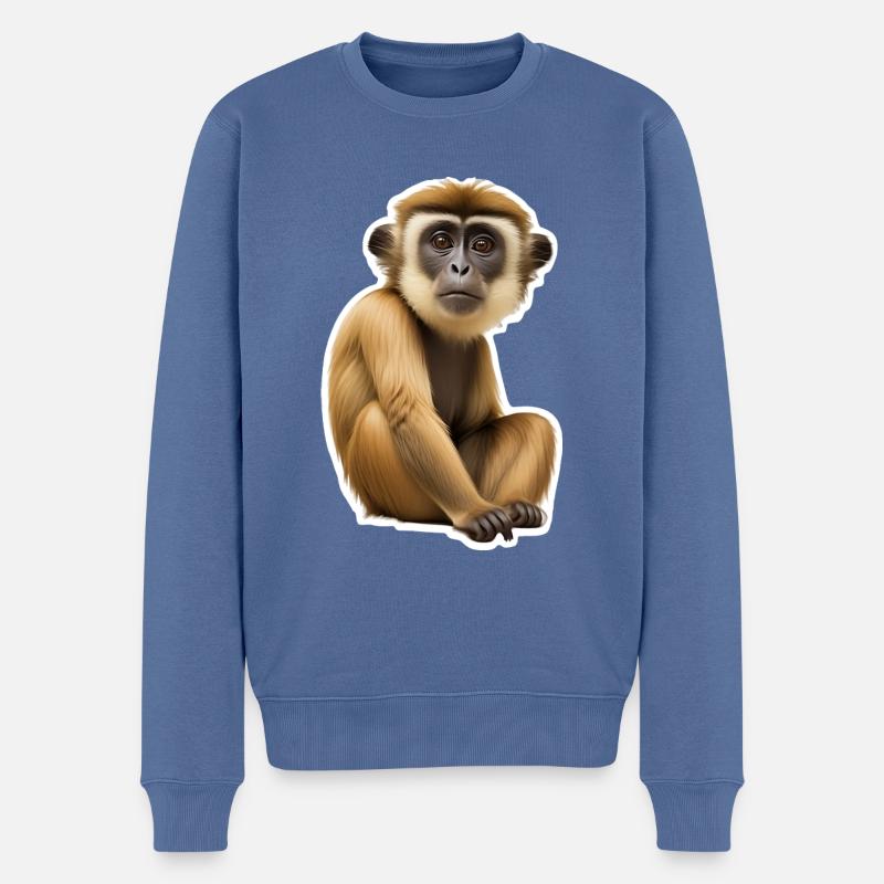 Singe gibbon - Pull Premium bio Homme - bleu pigeon