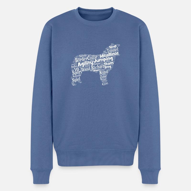 Border Collie Agility Wordcloud weiß - Männer Premium Bio Pullover - Taubenblau
