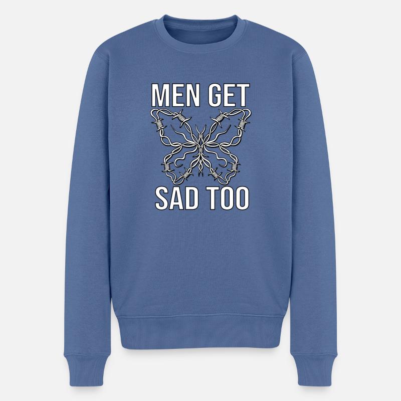 Men get sad too - Männer Premium Bio Pullover - Taubenblau