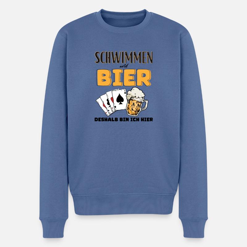 Baignade et bière - Pull Premium bio Homme - bleu pigeon