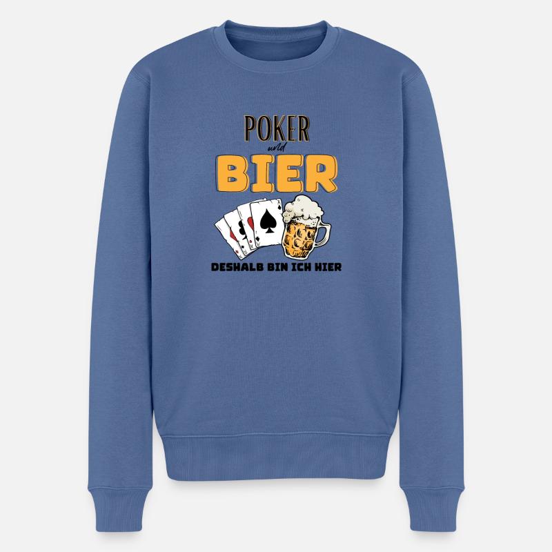 Poker und Bier - Männer Premium Bio Pullover - Taubenblau
