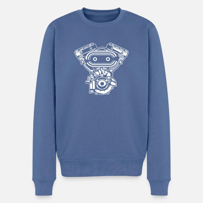 Motorcycle Engine / Engine 02_white - Men's Premium Organic Jumper - stone blue