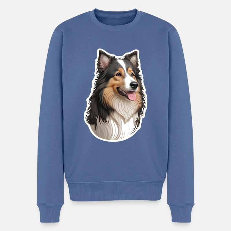 Collie - Männer Premium Bio Pullover - Taubenblau