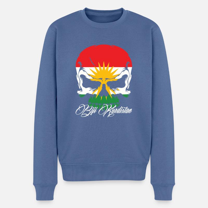 skull kurdistan - Männer Premium Bio Pullover - Taubenblau