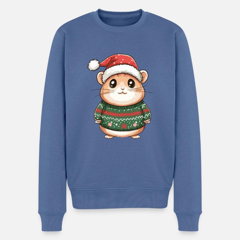 Hamster Weihnachten Comic - Männer Premium Bio Pullover - Taubenblau