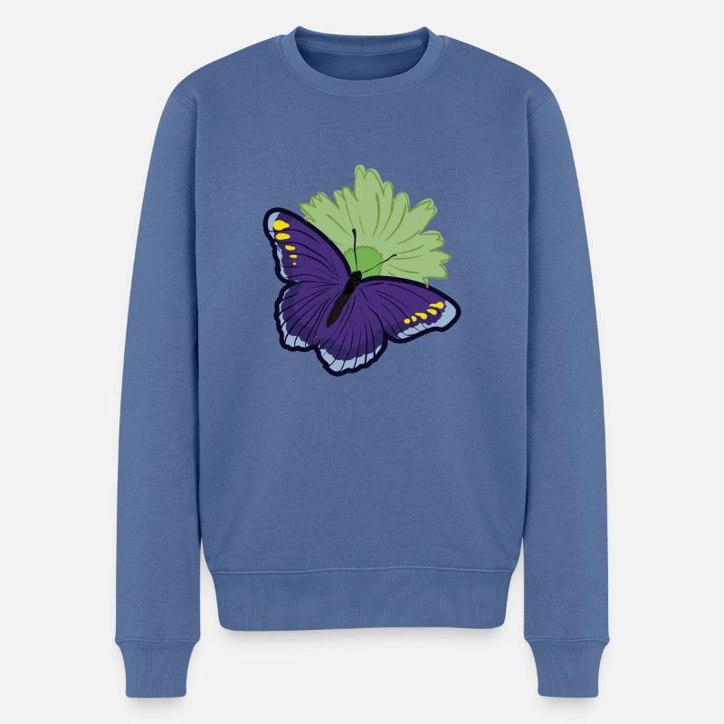 Papillon papillon - Pull Premium bio Homme - bleu pigeon