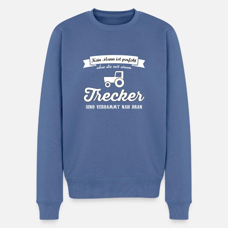 Mann perfekt Trecker - Männer Premium Bio Pullover - Taubenblau