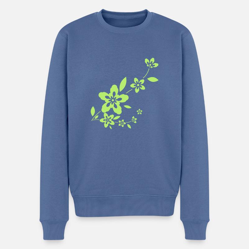 Blume - Männer Premium Bio Pullover - Taubenblau