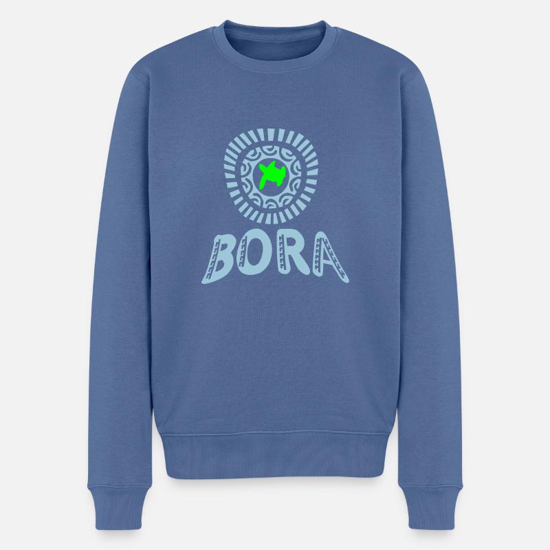 polynesian tattoo turtle bora bora - Pull Premium bio Homme - bleu pigeon