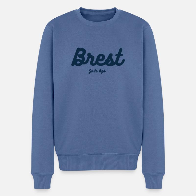 Brest - Pull Premium bio Homme - bleu pigeon