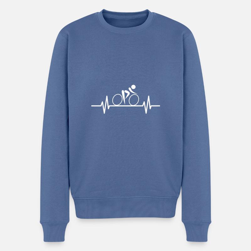 Bike Hertzschlag - Männer Premium Bio Pullover - Taubenblau