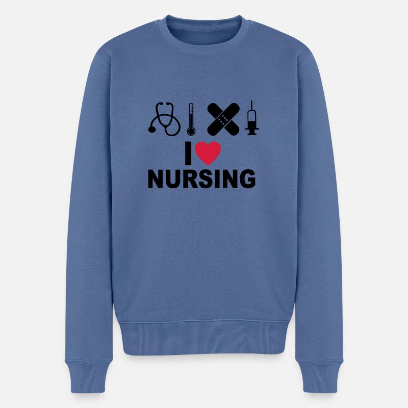 Krankenpflege - Männer Premium Bio Pullover - Taubenblau