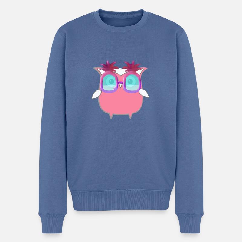 Eule, Comic,pink,Sonnenbrllle, Ananas,sommer - Männer Premium Bio Pullover - Taubenblau
