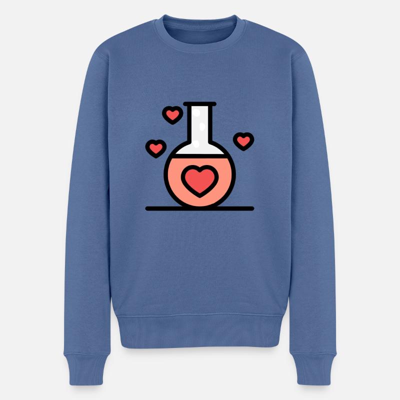 Liebe Chemie Verliebt - Männer Premium Bio Pullover - Taubenblau