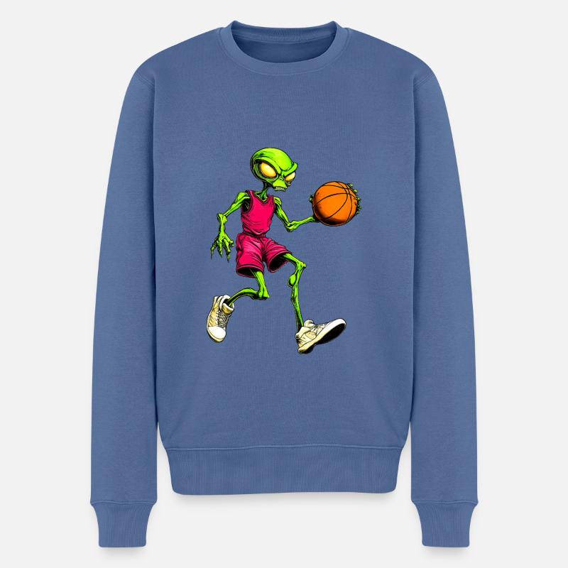 Basketball Aliens - Männer Premium Bio Pullover - Taubenblau