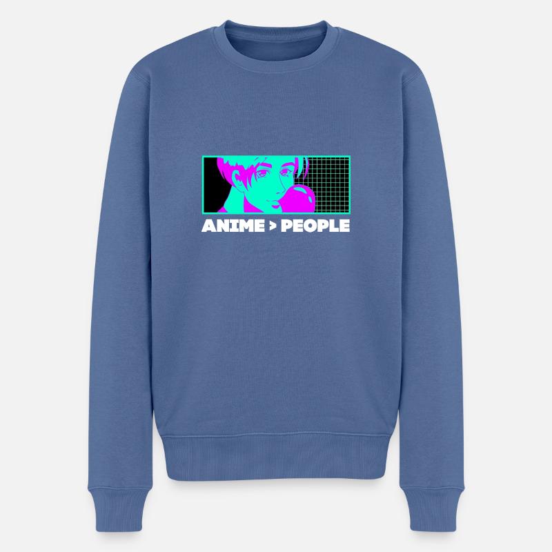 Anime mehr als Menschen introvertiertem Manga -aso - Männer Premium Bio Pullover - Taubenblau
