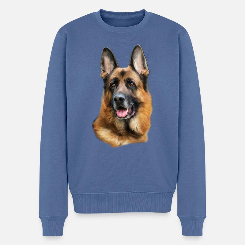Deutscher Schäferhund Kopf - Männer Premium Bio Pullover - Taubenblau