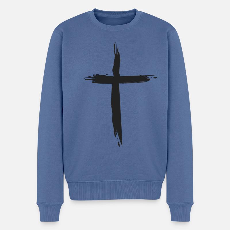 Kreuz - Männer Premium Bio Pullover - Taubenblau